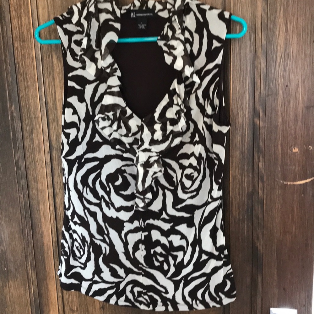 International concepts sleeveless ruffle neck top